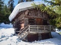 Alpin hut covered by snow in winter Royalty Free Stock Photo