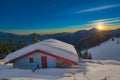 Alpin hut in the snow Royalty Free Stock Photo