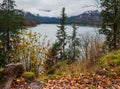 Alpine autumn .Sylvenstein Stausee lake, Germany