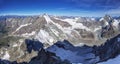 Alpine beautiful landscape. Panoramic view on Alps peaks and glacier. Lion ridge Royalty Free Stock Photo