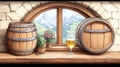 Alpine Beer Barrel View Royalty Free Stock Photo