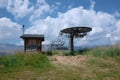 Alpine chair lift in a summer landscape