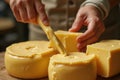 Alpine Cheese Making Process - A Visual Guide Through Beaufort d'Alpage Production Royalty Free Stock Photo