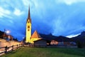 Alpine church at evening Royalty Free Stock Photo