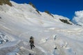 Alpine climber on mountain glacier Royalty Free Stock Photo