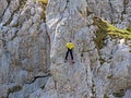 Alpine climbers on the cliffs of the Pilatus mountain range in the Emmental Alps - Canton of Obwalden, Switzerland