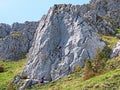 Alpine climbers on the cliffs of the Pilatus mountain range in the Emmental Alps - Canton of Obwalden, Switzerland