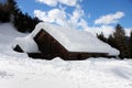 Alpine cottage in the winter