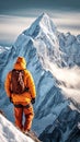 Alpine determination Illustration captures a man climbing snowy mountains