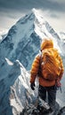 Alpine determination Illustration captures a man climbing snowy mountains