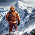 Alpine determination Illustration captures a man climbing snowy mountains