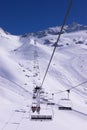 Alpine downhill slope: view from the lift