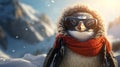 Alpine Explorer: Mountain Penguin Embarking on a High-Altitude Adventure Royalty Free Stock Photo