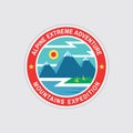 Alpine extreme adventure - concept badge in flat design style. Mountains expeditions creative vintage logo. Discovery outdoor