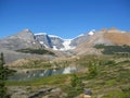 Jasper National Park Hanging Glacier and Ground Moraine at Columbia Icefield in the Rocky Mountains, Icefields Parkway, Alberta Royalty Free Stock Photo