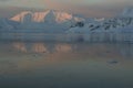 Alpine glow on the beautiful mountains covered in snow in Antarctica Royalty Free Stock Photo