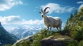 Alpine goat, easily cope with steep slopes of mountain peaks
