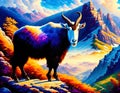 Alpine goat standing in the moutain - Generative AI