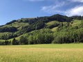 Alpine hill Stockrain above the Sihltal valley and artifical Lake Sihlsee, Studen - Canton of Schwyz, Switzerland