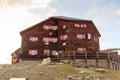 Alpine hut OberwalderhÃ¼tte on mountain GroÃer Burgstall in Glockner Group, Austria