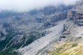 Alpine hut Rifugio Agostini and mountain alps panorama in Brenta Dolomites, Italy Royalty Free Stock Photo