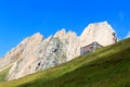 Alpine hut Sajathutte and mountain Rote Saule in the Alps, Austria