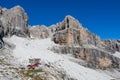 Alpine hut Silvio Agostini in Dolomites Alps, Italy