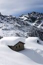 Alpine hut under snow Royalty Free Stock Photo