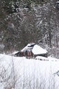 Alpine hut under snow Royalty Free Stock Photo