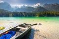 Alpine and idyllic Lake Tovel , Trentino alto adige, Dolomites , Italy Royalty Free Stock Photo