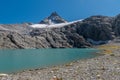 The alpine lake Goletta under the Granta Parey peak in the valley of Rhemes in Italian Alps