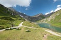 Alpine lake at Grossglockner High Alpine Road in Austrian Alps.