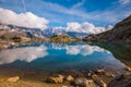 Alpine Lake Reflecting Iconic Mont-Blanc Mountains on a Sunny Summer Day Royalty Free Stock Photo