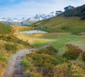 alpine lake Schlappoldsee, below the cable car station, allgau alps Royalty Free Stock Photo