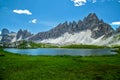 Alpine lake in Tre Cime Dolomite park, Italy, Trentino Sud Tyrol