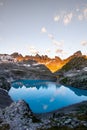 Alpine Lake Wildsee under the Pizol peak in the mountain range Glarus Alps - Canton of St. Gallen, Switzerland Royalty Free Stock Photo