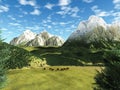 Alpine landscape with caws Royalty Free Stock Photo