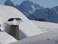 Alpine landscape of the Dolomites with snow. Trentino