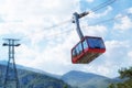 Alpine landscape with an elevated cable car Royalty Free Stock Photo