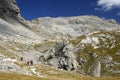 Alpine landscape with hikers