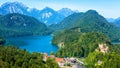 Alpine landscape with Hohenschwangau Castle, Bavaria, Germany Royalty Free Stock Photo