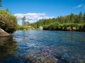 Alpine landscape with river flowing