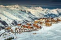 Alpine landscape and ski resort in the French Alps, Europe Royalty Free Stock Photo