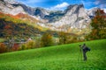 Alpine meadows at autumn near Grundlsee lake.