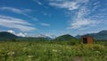 Alpine meadows are covered with lush green vegetation Royalty Free Stock Photo