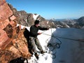 Alpine Mountaineering, Granite Peak Snow Bridge Royalty Free Stock Photo