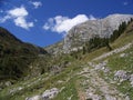 Alpine mountains. The road had lain over the earth. Royalty Free Stock Photo