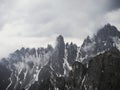 Alpine panorama of Cadini di Misurina mountain range group from Tre Cime di Lavaredo in Dolomites South Tyrol Italy alps Royalty Free Stock Photo