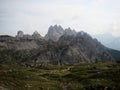 Alpine panorama of Cadini di Misurina mountain range group from Tre Cime di Lavaredo in Dolomites South Tyrol Italy alps Royalty Free Stock Photo