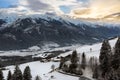 Alpine panorama in Tyrol at wintertime, Austria Royalty Free Stock Photo